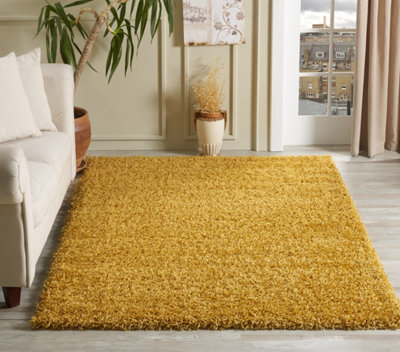 Smart Living Shaggy Soft Thick Area Rug, Living Room Carpet, Kitchen Floor, Bedroom Soft Rugs 80cm x 150cm - Ochre