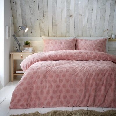 Teddy fleece best sale duvet set pink