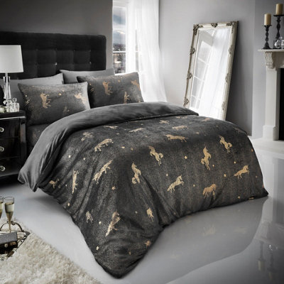 teddy bear charcoal duvet cover