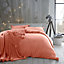 Smart Living Teddy Bear Fluffy Bedding Set, Thermal Warm & Cosy Super Soft Fleece Duvet Cover Set With Pillowcases - Coral