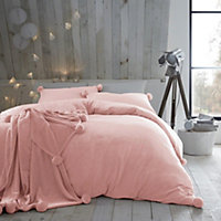 Smart Living Teddy Bear Fluffy Bedding Set, Thermal Warm & Cosy Super Soft Fleece Duvet Cover Set With Pillowcases - Pink