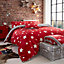 Smart Living Teddy Bear Fluffy Bedding Set, Thermal Warm & Cosy Super Soft Fleece Duvet Cover Set With Pillowcases - Red