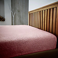 Smart Living Teddy Fleece Fitted Bed Sheet Plain Thermal Warm Soft Luxury Fluffy Cuddly Cosy Bedding - Pink