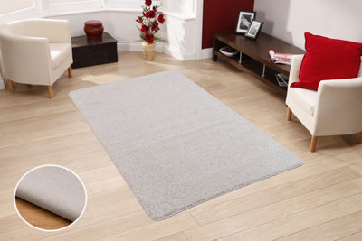 Smart Living Washable Shaggy Soft Thick Area Rug, Living Room Carpet, Kitchen Floor, Bedroom Soft Rugs 50cm x 67cm - White
