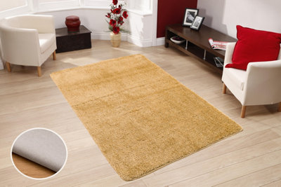 Smart Living Washable Shaggy Soft Thick Area Rug, Living Room Carpet, Kitchen Floor, Bedroom Soft Rugs 67cm x 120cm - Honey
