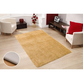 Smart Living Washable Shaggy Soft Thick Area Rug, Living Room Carpet, Kitchen Floor, Bedroom Soft Rugs 67cm x 120cm - Honey