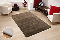 Smart Living Washable Shaggy Soft Thick Area Rug, Living Room Carpet, Kitchen Floor, Bedroom Soft Rugs 80cm x 133cm - Brown