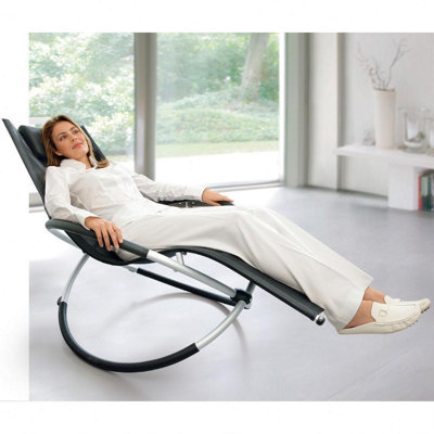 Smart Living Zero Gravity Rocking Sun Lounger Chair with Pillow  Black