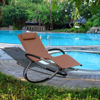 Smart Living Zero Gravity Rocking Sun Lounger Chair with Pillow  Brown