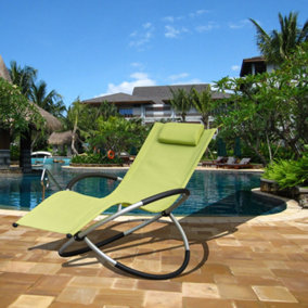 Smart Living Zero Gravity Rocking Sun Lounger Chair with Pillow  Green