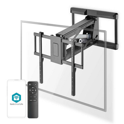 Smart Motorised Lift TV Wall Mount Bracket for 37-75" Screen Max 35kg Adjustable Height Tilt and Swivel with Remote Control