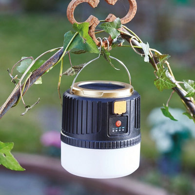 Smart Multi Lantern - Solar or USB Powered LED Light with 4 Lighting Modes, Remote Control & Powerbank Function - H12 x 11.5cm Dia