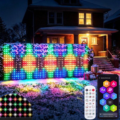 Smart Net Lights 5.25Ft x 31.5Ft 1536LED RGB&IC with App Clear Wire ...