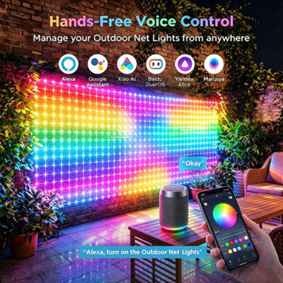 Smart Net Lights 5.25Ft x 31.5Ft 1536LED RGB&IC with App Clear Wire ...