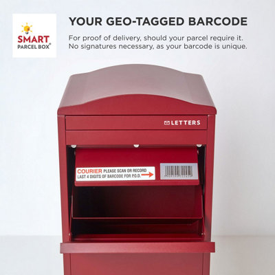 Smart Parcel Box Large Curved Top Front Access Dark Red