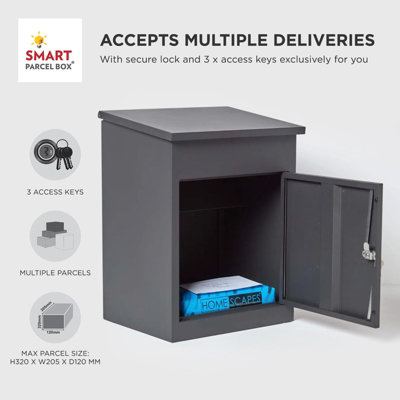 Smart Parcel Box Medium Front Access Dark Grey