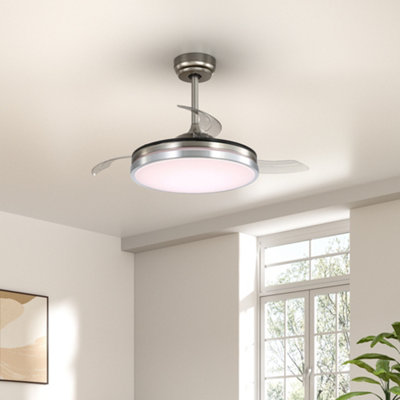 Smart Retractable Ceiling Fan with Lights 42 Inch Modern LED Ceiling ...