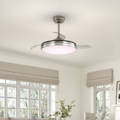 Smart Retractable Ceiling Fan with Lights 42 Inch Modern LED