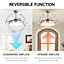 Smart Retractable Ceiling Fan with Lights 42 Inch Modern LED Ceiling Fan Lights with Remote Control and 6 Speed Brushed Nickel