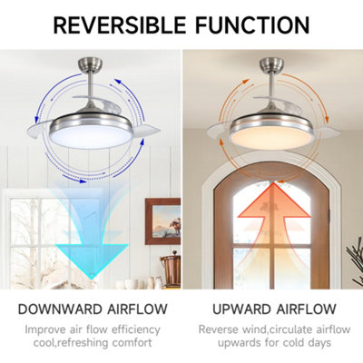 Smart Retractable Ceiling Fan with Lights 42 Inch Modern LED