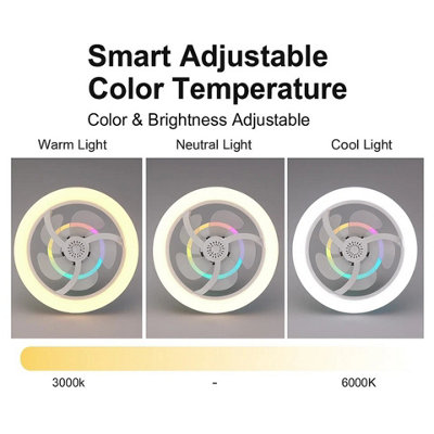 Smart RGB LED Ceiling Fan with Remote Color Changing Light 3 Speed Settings