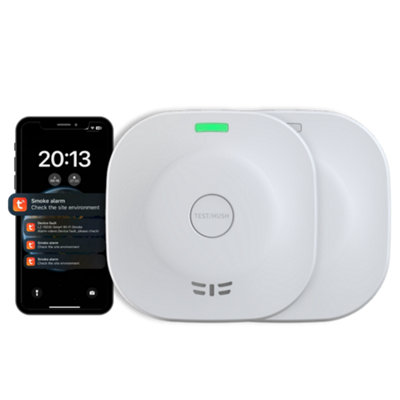 Smart Smoke Detector 10-Year Battery Fire Alarm with App Alerts 2-Pack
