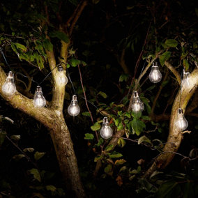 Smart Solar LED 2m Filament Effect EUREKA Retro Light Bulb String Light (Set of 10 Lights) Warm White