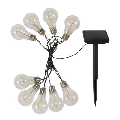 Smart Solar LED 2m Filament Effect EUREKA Retro Light Bulb String Light (Set of 10 Lights) Warm White