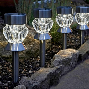 Smart Solar LED Crystal Effect Stake Light (4 Pack) Colour Changing and White