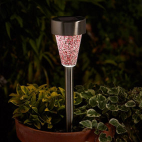 Smart Solar LED Mosaic Stake Light (6 Pack) Mixed Brushed Stainless Steel Mixed Colours
