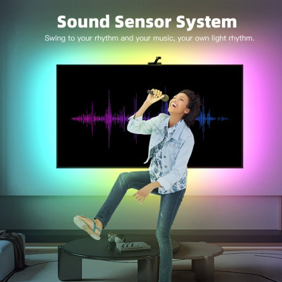 Smart Wi Fi LED TV Backlights with Camera 3.8M DreamView RGBIC Strip Light APP & Voice Control
