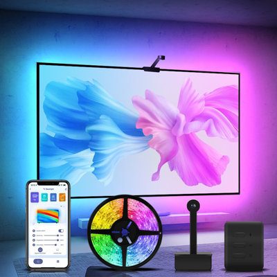 Smart Wi Fi LED TV Backlights with Camera 3.8M DreamView RGBIC Strip Light APP & Voice Control