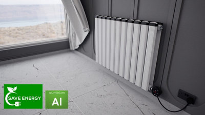 Smart WiFi Aluminium Electric Radiator. Low Energy consumption, High performance. 800 Watt. White.