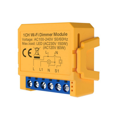 Smart WiFi+BLE 1CH Light Switch Module (Max 1 x 150W). Dimmable
