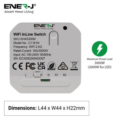 Smart WiFi+BLE 1CH Light Switch Module (Max 1 x 150W). On/Off Switch