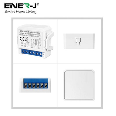 Smart WiFi+BLE 4CH Light Switch Module (Max 4 x 150W). On/Off Switch