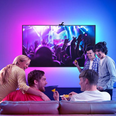 Smart WiFi LED TV Backlights with Camera, 3.8M DreamView RGBIC Strip Light,  APP & Voice Control