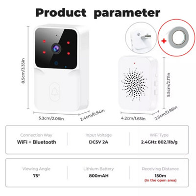 Wireless Doorbell Smart Doorbell Hive Smart WiFi Wireless Video Doorbell  Security Ring Phone Camera Door