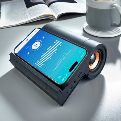 Smartphone Audio Amplifier Speaker with Wireless Charging - USB Rechargeable Lightweight Portable Sound Booster & Phone Charger