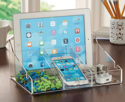 Smartphone & Tablet Desk Organiser Home or Office Storage for Files, Stationary, Phone