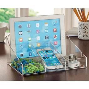 Smartphone & Tablet Desk Organiser - Home or Office Storage for Files, Stationary, Phone, Tablets - 11.5 x 16 x 26cm
