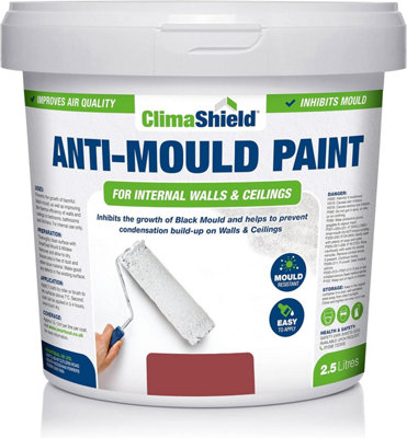 SmartSeal - Anti Mould Paint - Brick Red (2.5L) For Bathroom, Kitchen and Bedroom Walls & Ceilings -Protection Against Mould