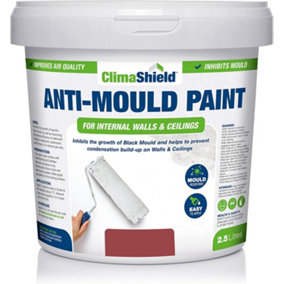 SmartSeal - Anti Mould Paint - Brick Red (2.5L) For Bathroom, Kitchen and Bedroom Walls & Ceilings -Protection Against Mould