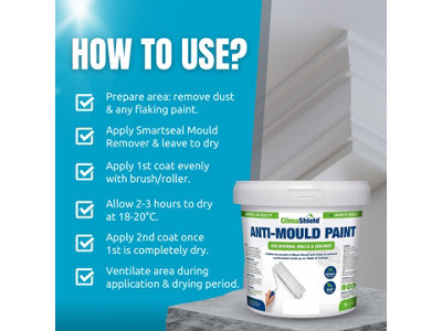 SmartSeal - Anti Mould Paint - Magnolia (5L) For Bathroom, Kitchen and Bedroom Walls & Ceilings -Protection Against Mould