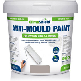 SmartSeal - Anti Mould Paint - Mountain Stone (2.5L) For Bathroom, Kitchen and Bedroom Walls & Ceilings -Protection Against Mould