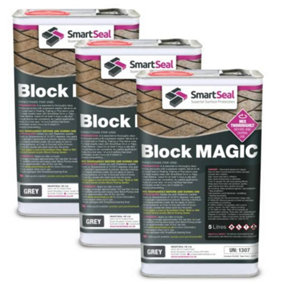 Smartseal - Block Magic - Grey (3x5L) - A Re-colouring Block Paving Sealer. Superior to Concrete Paint, Transform Old Driveways