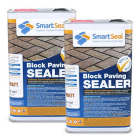 Smartseal Block Paving Sealer, Matt Finish, Strong Sand Hardener and Weed Inhibitor for Driveways and Patios, 2 x 5L