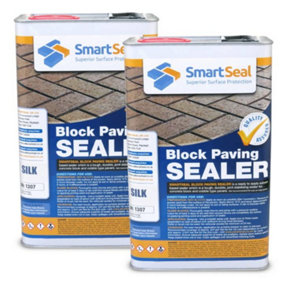 Smartseal Block Paving Sealer, Silk Wet Look Finish, Strong Sand Hardener and Weed Inhibitor for Driveways and Patios, 2 x 5L