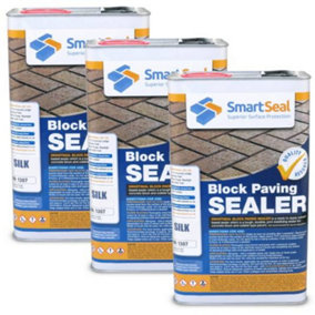 Smartseal Block Paving Sealer, Silk Wet Look Finish, Strong Sand Hardener and Weed Inhibitor for Driveways and Patios, 3 x 5L