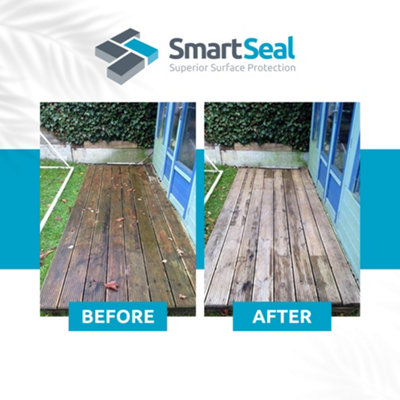 Smartseal Deck Cleaner, Fast Acting Decking Cleaner, Removes Moss, Lichen, Green Algae, Dirt and Black Spot, 2 x 5L